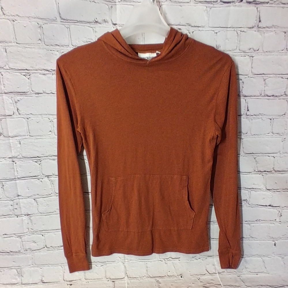 Jungmaven Hemp Organic Cotton Pullover Lightweight Hoodie Brown XXS Front Pocket